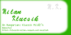 milan klucsik business card